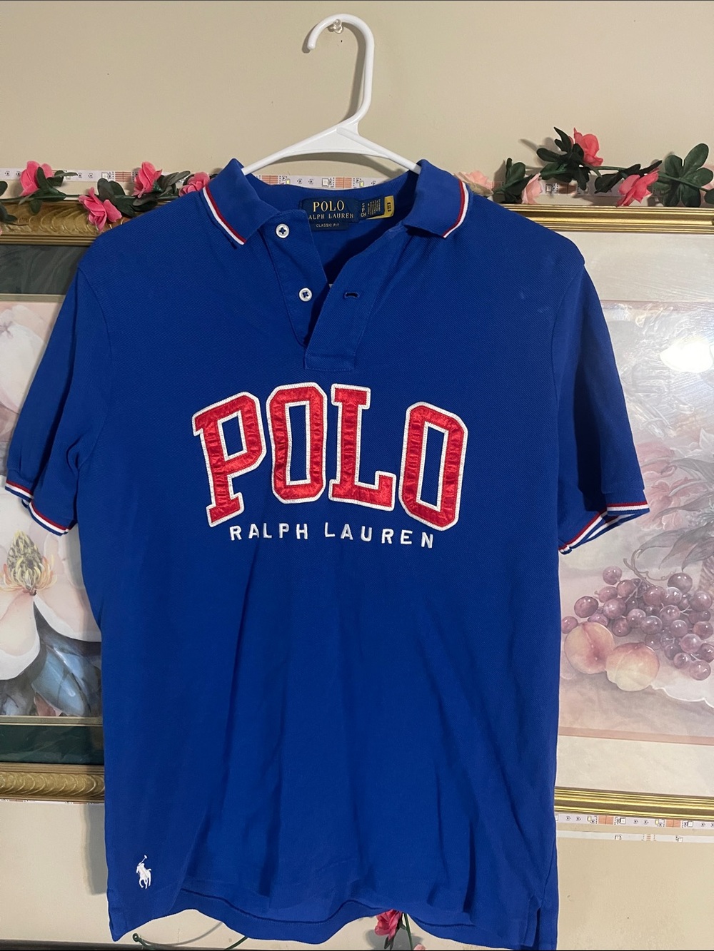 Polo by Ralph Lauren Blue Polo Shirt with Red & White Logo